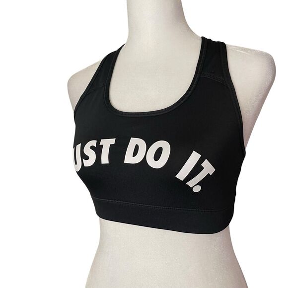 Nike Small Victory Compression Sports Bra Black Logo Straps Medium Impact - Picture 6 of 9